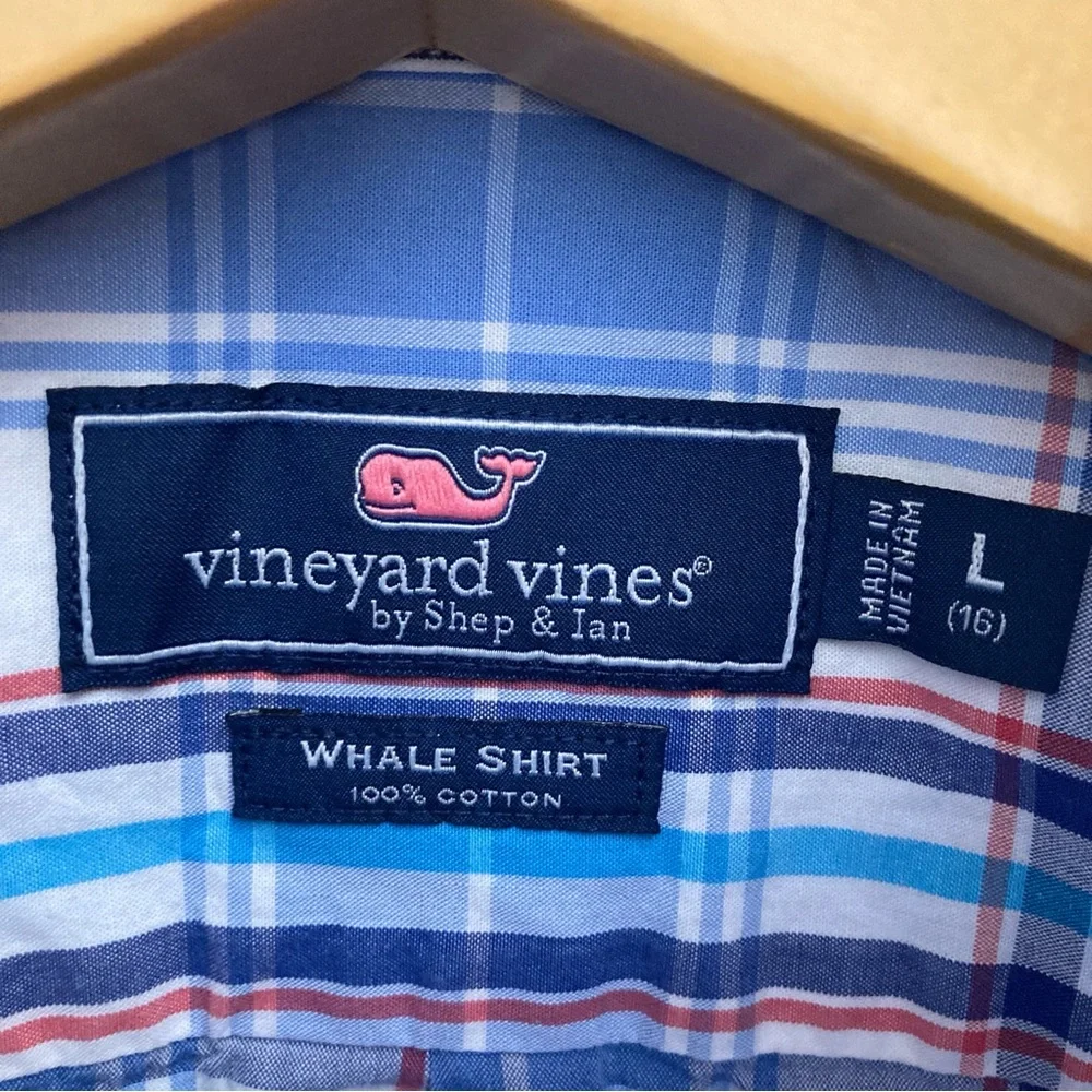Vineyard Vines Whale Shirt Blue and Red Plaid